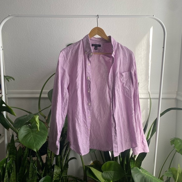 Banana Republic Lilac Purple Linen Blend Button Down Shirt - Picture 2 of 8